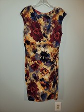 Lauren Ralph Lauren Multi-Color Print Sheath Dress Stretch Knit Size 10