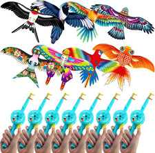 8 Pcs Mini Fishing Rod Kite for Kids Ages 4-8 8-12, Butterfly Swallow Parrot, Ea