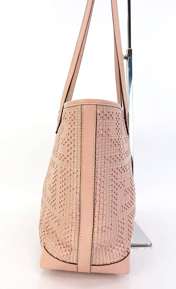 Authentic FENDI Pink Woven Leather Design Tote Bag Purse #61642A - Image 4 of 4