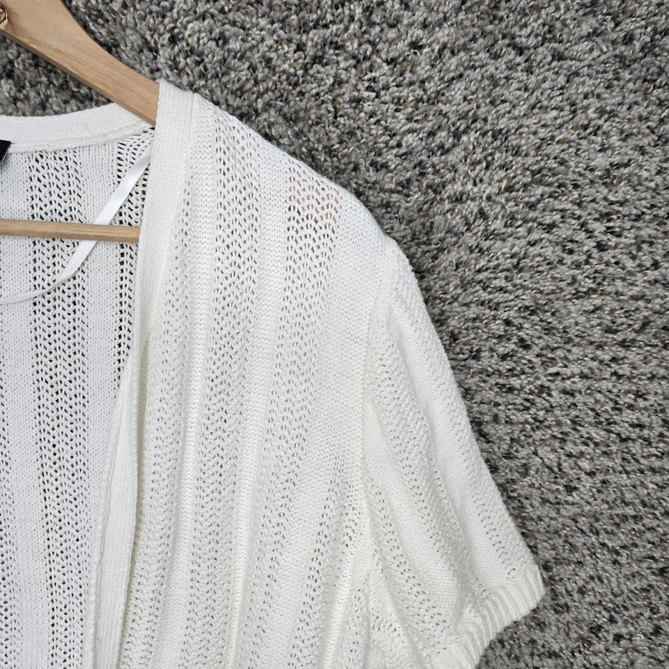 Lane Bryant Shrug Mujer Plus 14/16 Blanco Tejido Abierto Manga Corta Informal Damas Foto 2 de 4