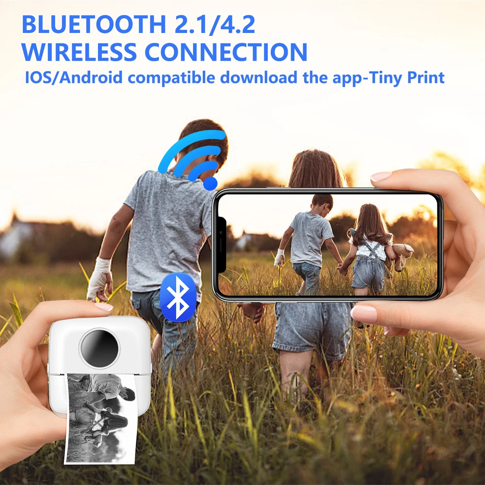 Mini Bluetooth Thermal Printer - Wireless Pocket-Sized Inkless Photo Printing Mini Bluetooth Thermal Printer - Wireless Pocket-Sized Inkless Photo Printing