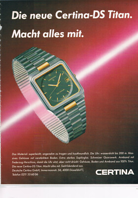 Certina Werbeanzeige Werbung Certina DS Titan NG