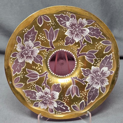 Bohemian Harrach Satin Finish Floral Decorated Cup & Saucer - Picture 8 of 13