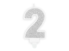 Kindergeburtstagskerze Zahl 2 Zahlenkerze 7cm Kuchenkerze Tortenkerze Glitzer