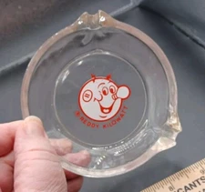 Vintage 1950's Reddy Kilowatt Electricity Utility Glass Ashtray