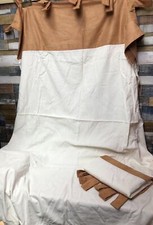 Bundle Of 2 Pairs Of Tab Top Curtains Brown Suedette On Top & Cotton Underneath