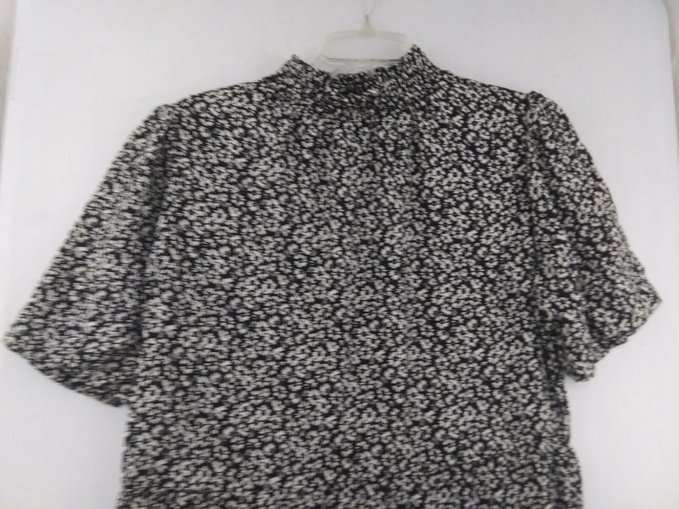 Miss Selfridge US sz 8 Black Floral Short Sleeve Mock Neck Tiered Maxi Dress NWT - Image 2 of 4