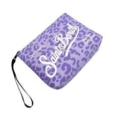 Borsa borsetta estiva saint barth pochette tela leopardata viola fatta a mano