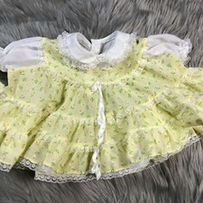 Vintage Yellow White Floral Ruffle Baby Dress