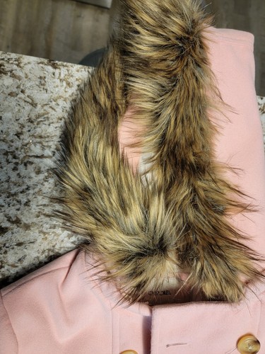 CHEROKEE GIRLS Pink COAT WITH Removable FAUX FUR Hood XL 14 16 - Picture 5 of 12