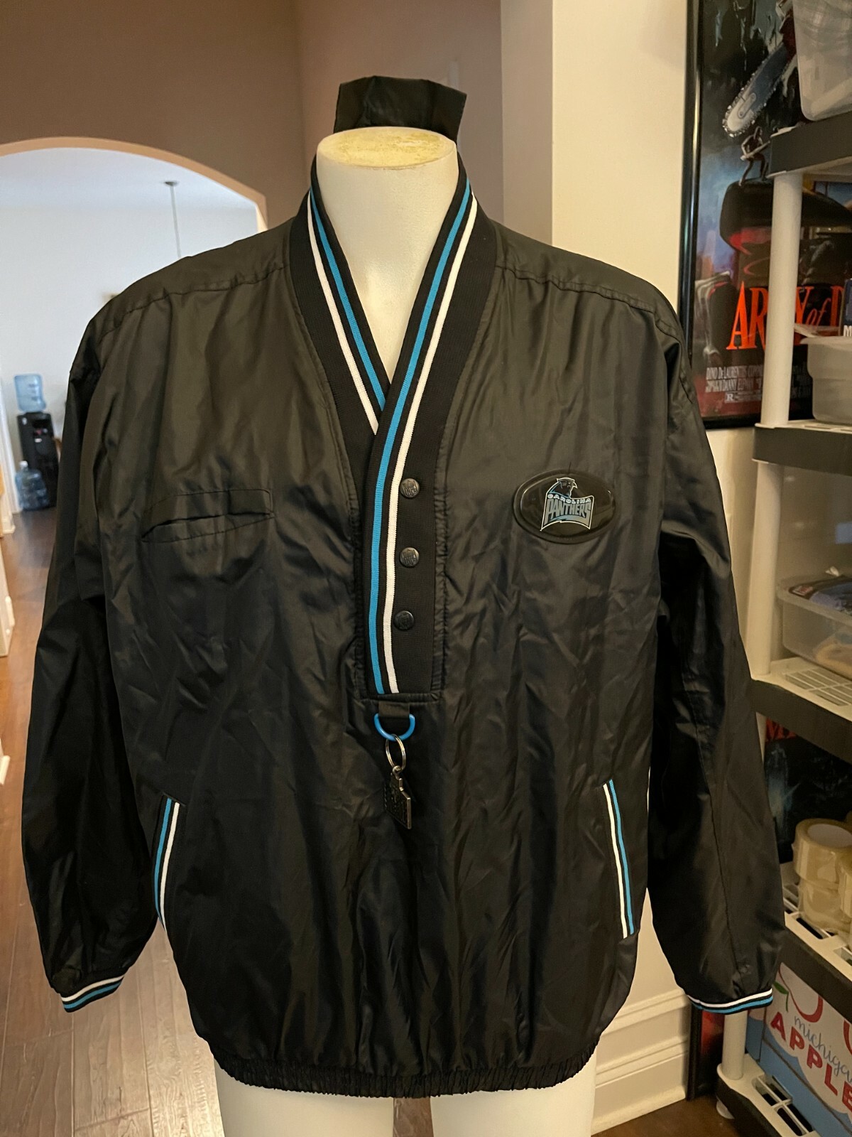 XL Men's Vintage Carolina Panthers Pro Line Pullover jacket NFL Black