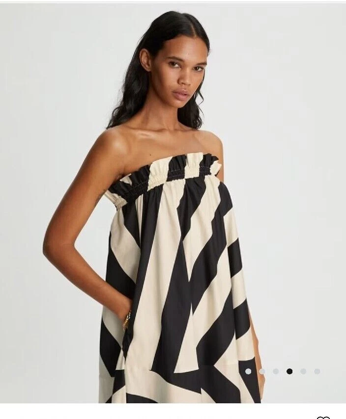 TORY BURCH MAXI ABITO LUNGO A RIGHE LARGHE TRY BURCH TAGLIA L