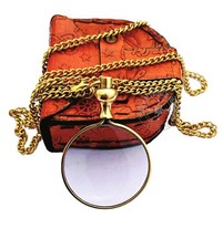 Brass Magnifying Glass Optical Magnifier Lens with Necklace Chain Monocle