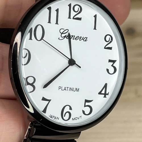 Vintage GENEVA PLATINUM Women's Watch Black Stretch Bracelet NEW BATTERY RUNS! - Picture 8 of 15