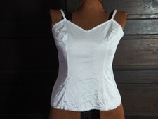 VTG Y2K Vanity Fair White Lace Trim Lingerie Simple V Neck Cami Tank Top Sz L
