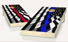 Cornhole American Flag Thin Blue Red Line Board Vinyl Wrap Laminated Sticker