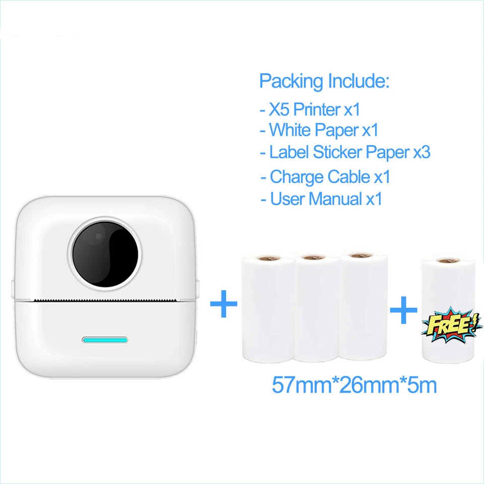 X5 Portable Thermal Printer Mini Wireless Bluetooth Pocket Label Notes Printer - Image 2 of 4