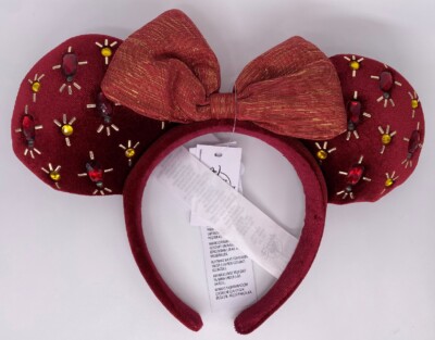 Cranberry Christmas Holiday 2021 Jeweled Minnie Mouse Bow Ears Headband Disney Cranberry Christmas Holiday 2021 Jeweled Minnie Mouse Bow  main image 4