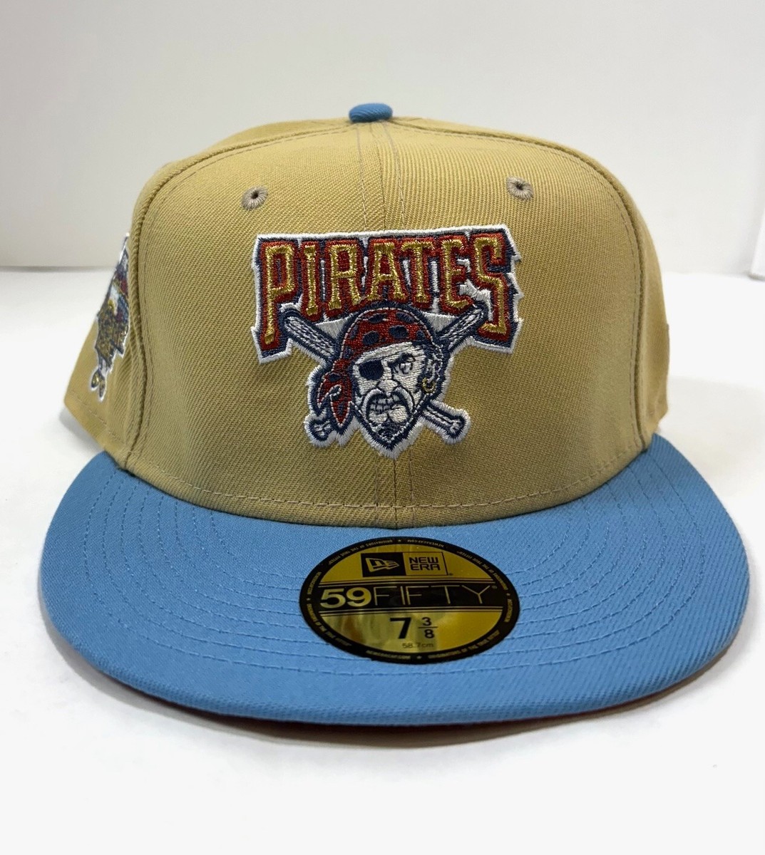 Pittsburgh Pirates MLB NE Cooperstown ASG Side Patch Fitted Hat ~Sandy  Gold/Blue