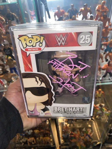 Funko Pop WWE #25 Bret Hitman Hart Autographed SIGNED Hard Stack