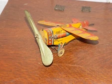 Vintage Sky Ranger Tin Wind Up Airplane Unique Art Toy Part