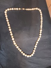 Vintage Long Genuine Pearl Necklace Round Freshwater Pearls Barrel Clasp 31"