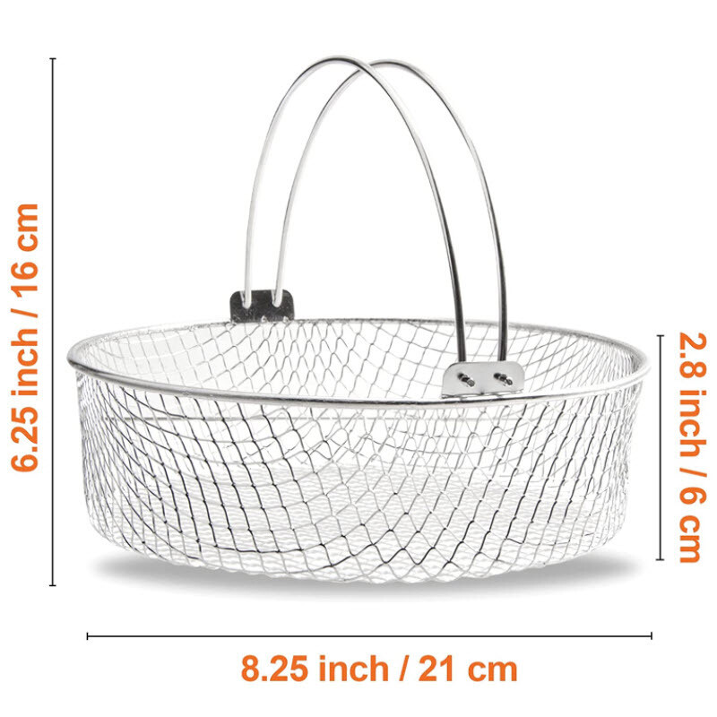 Air Fryer Basket Stainless Steel Mesh Basket for Air Fryer Accessory with Handle