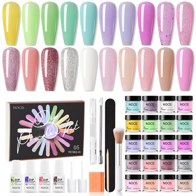 NOCIS 20 Colors Nail Dipping  Set Nail Art Dip  Starter Kit H8M9