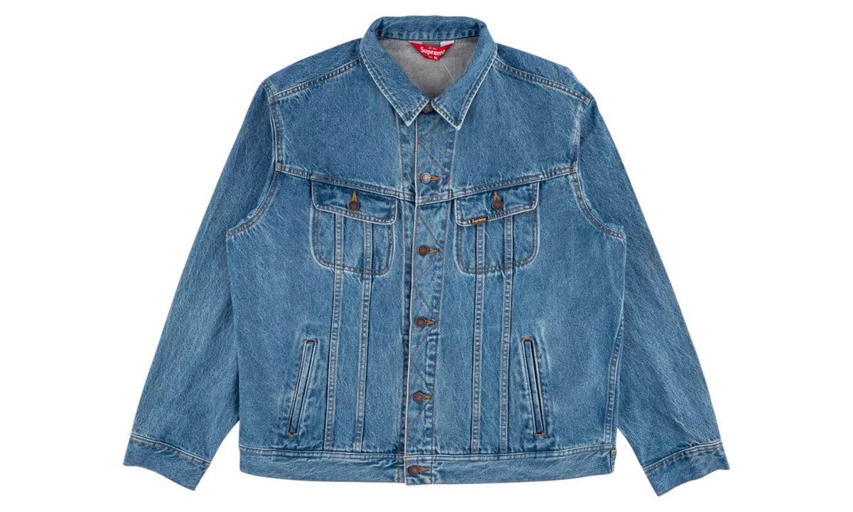DS New Supreme New York Denim Painted Trucker Jacket Blue XL SS19