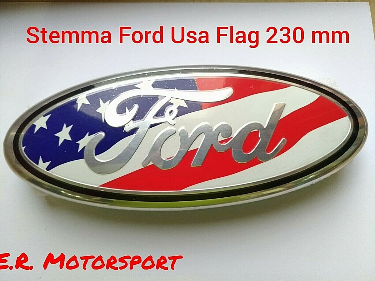Coppia Distintivi Ford Blu Chiaro E Argento &ndash; 114 Mm X 45 Mm &ndash; Alta Qualit&agrave;
