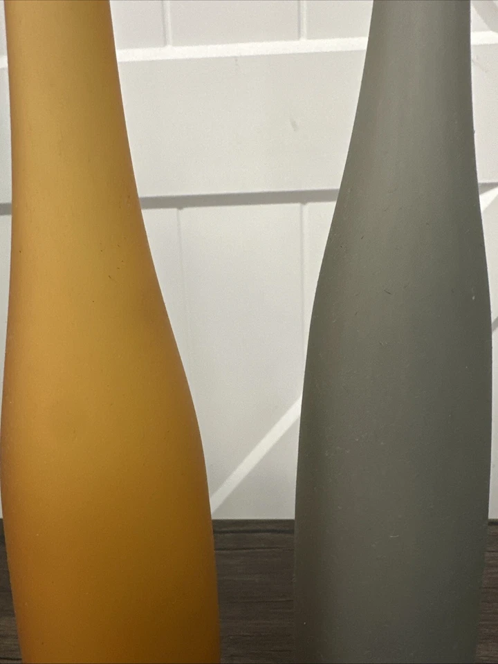 Juego de 2 jarrones gris naranja colección botellas aguja sopladas a mano de vidrio artístico Foto 3 de 4