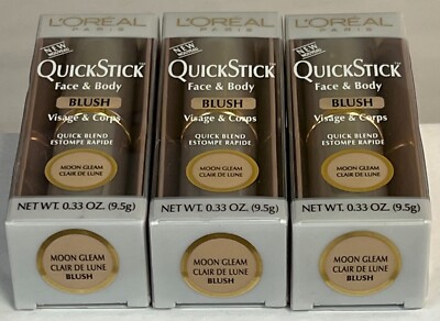 3 pieces  L'OREAL Quick Stick Face & Body Blush  Moon Gleam Boxed