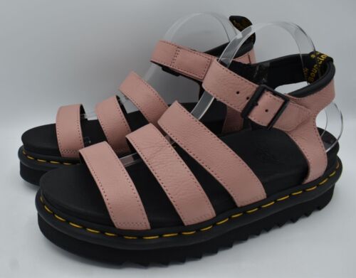 Dr Martens Womens Size 10 Blaire Peach Beige Leather Open Toe Platform Sandals