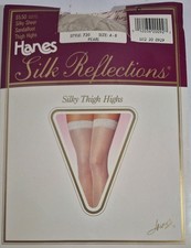 Vintage Hanes Silk Reflections Silky Thigh Highs Pearl A-B Style720SandalfootUSA