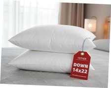Down Feather Throw Pillow Inserts 14x22 Set of 2 Firm Large Lumbar 14 22 2pc