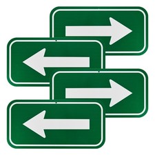 4-Pack 12" x 6" White Aluminum Reflective One-way Arrow Sign Green/White 