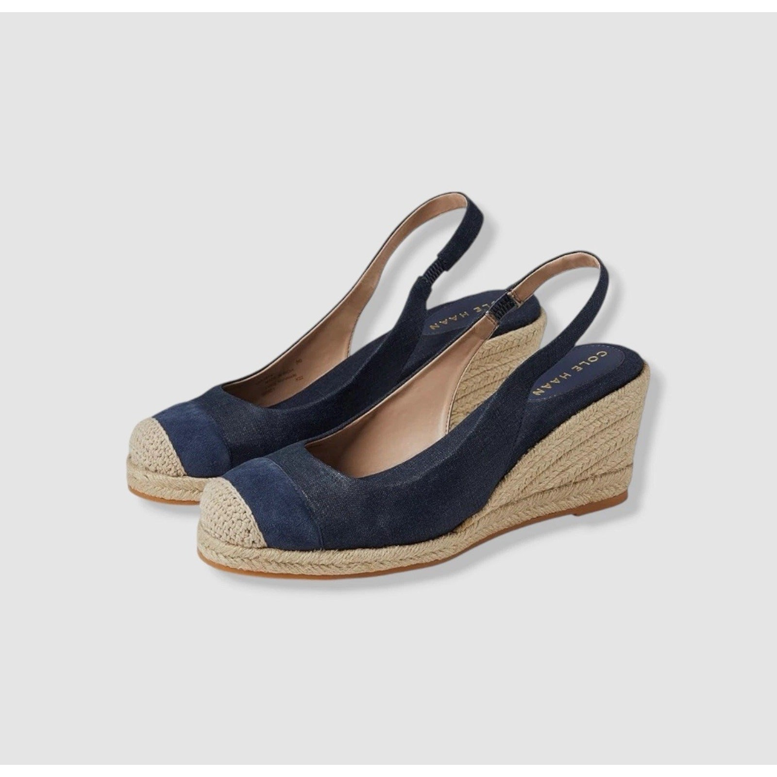 Cole Haan Women's 7.5 Blue Cloudfeel Slingback Espadrille Wedge Pumps Shoes New