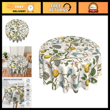 Boho Floral Round Tablecloth 70" - Chinoiserie Hummingbird Design, Vintage Sprin