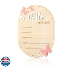 Wooden Baby Birth Announcement Sign, Hello World Newborn Name Signs Daisy and