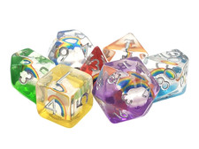 Old School 7 Piece DnD RPG Dice Set Infused 7 Color Rainbow