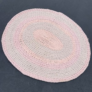 Hand-Made Crocheted Rag Rug Pink Amish Made Round Farmhouse Homestead Accent