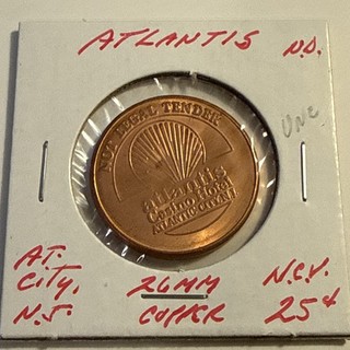 ATLANTIS HOTEL .25 NCV TOKEN CASINO CHIP ATLANTIC CITY NEW JERSEY
