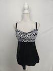 Women's Black & White Zigzag Tankini Two Piece Swimsuit Boy Shorts Women's XL