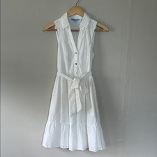 Draper James White Sleeveless eyelet Sundress with Notched Collar XS