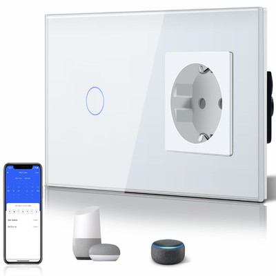 WIFI Lichtschalter mit Non-Wifi Steckdose Alexa & Google kompatibel