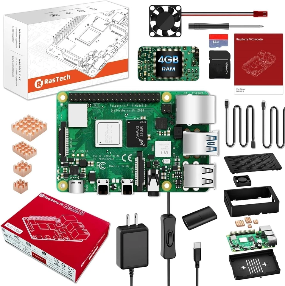 Complete Pi 4 4GB Starter Kit with Heatsinks, Power Supply and Dual 4K Support - Image 3 of 4