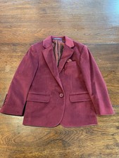 Geoberti Boys Velvet Blazer Size 4 Red Burgundy Lined Dressy Formal Holidays