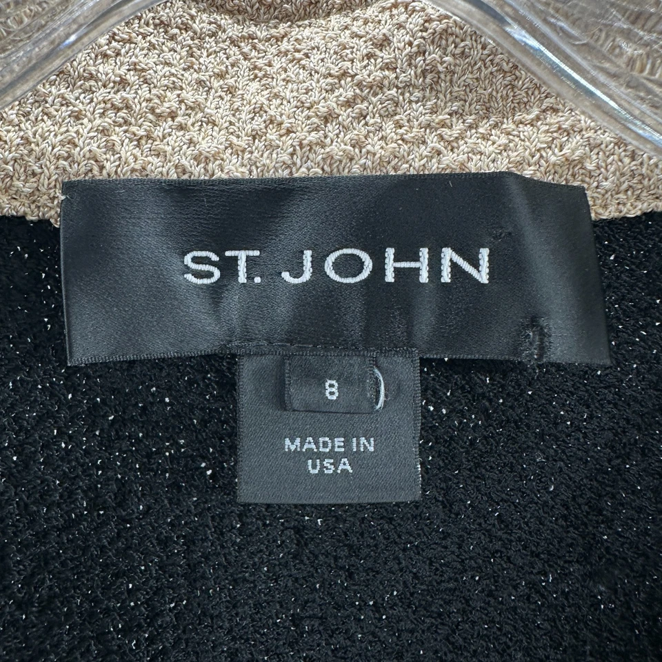 Chaqueta St John para mujer 8 negra dorada gris María Santana tejida cremallera completa chaqueta Foto 2 de 4