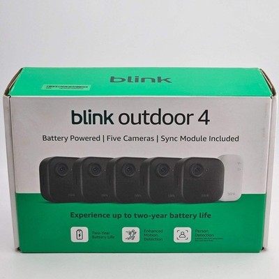 Blink Outdoor 4 Battery Powered 5 Camera System W/ Sync Module Black 4B0B1N4LM4J