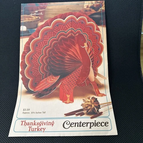 Vintage Hallmark Thanksgiving Turkey Centerpiece Honeycomb 10.5"  Fall